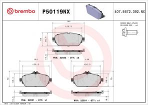 Brembo P50119NX - Brzdové platničky -