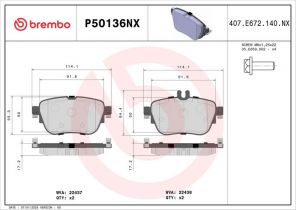 Brembo P50136NX - Brzdové platničky -