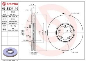 Brembo 09.E834.10 - Brzdový kotúč