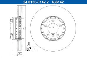 ATE 24.0136-0142.2 - Brzdový kotúč -