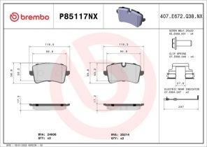Brembo P85117NX - Brzdové platničky -