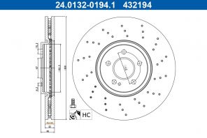 ATE 24.0132-0194.1 - Brzdový kotúč -