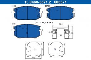 ATE 13.0460-5571.2 - Brzdové platničky -