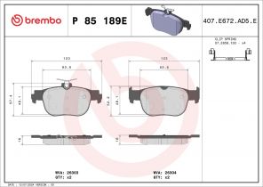 Brembo P 85 189E - Brzdové platničky -