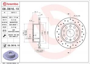 Brembo 08.D616.1X - Brzdový kotúč -