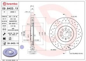 Brembo 09.8403.1X - Brzdový kotúč -