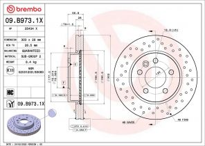 Brembo 09.B973.1X - Brzdový kotúč