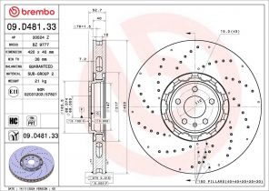 Brembo 09.D481.33 - Brzdový kotúč