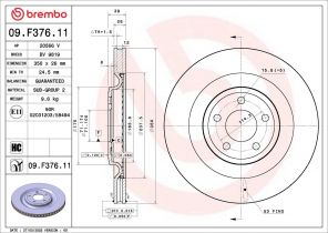 Brembo 09.F376.11 - Brzdový kotúč