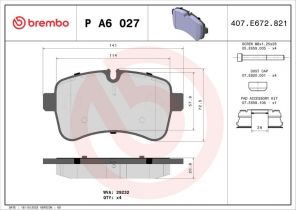 Brembo P A6 027 - Brzdové platničky -