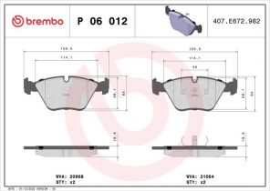 Brembo P 06 012 - Brzdové platničky -
