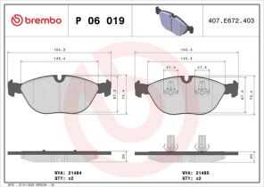Brembo P 06 019 - Brzdové platničky -
