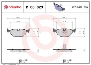 Brembo P 06 023 - Brzdové platničky -