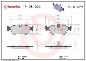 Brembo P 06 024 - Brzdové platničky -