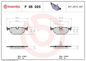 Brembo P 06 025 - Brzdové platničky -