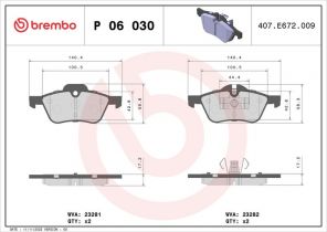 Brembo P 06 030 - Brzdové platničky -