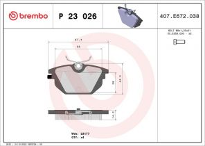 Brembo P 23 026 - Brzdové platničky -