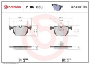 Brembo P 06 033 - Brzdové platničky -