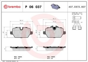 Brembo P 06 037 - Brzdové platničky -