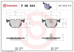 Brembo P 06 044 - Brzdové platničky -