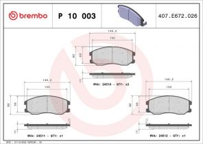 Brembo P 10 003 - Brzdové platničky -