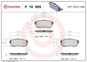 Brembo P 10 005 - Brzdové platničky -