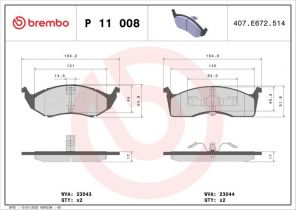 Brembo P 11 008 - Brzdové platničky -