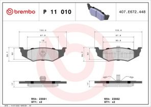 Brembo P 11 010 - Brzdové platničky -