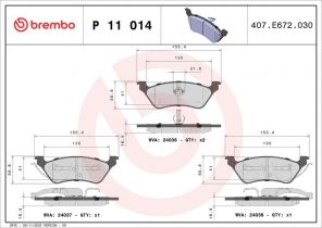Brembo P 11 014 - Brzdové platničky -
