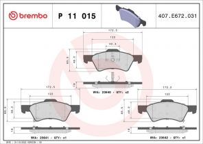 Brembo P 11 015 - Brzdové platničky -