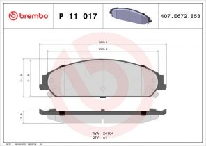 Brembo P 11 017 - Brzdové platničky -