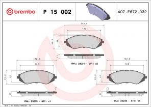 Brembo P 15 002 - Brzdové platničky -