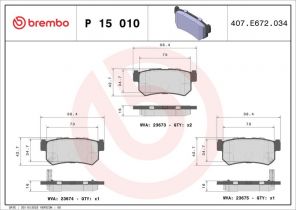 Brembo P 15 010 - Brzdové platničky -