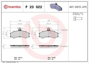 Brembo P 23 022 - Brzdové platničky -