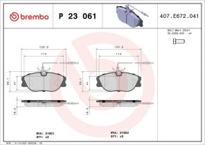 Brembo P 23 061 - Brzdové platničky -