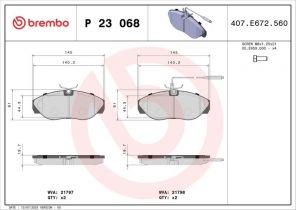 Brembo P 23 068 - Brzdové platničky -