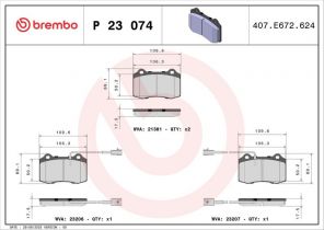 Brembo P 23 074 - Brzdové platničky -