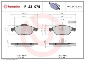 Brembo P 23 075 - Brzdové platničky -