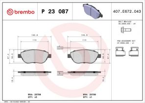 Brembo P 23 087 - Brzdové platničky -