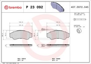 Brembo P 23 092 - Brzdové platničky -