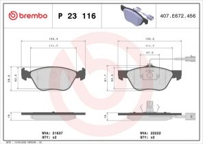 Brembo P 23 116 - Brzdové platničky -