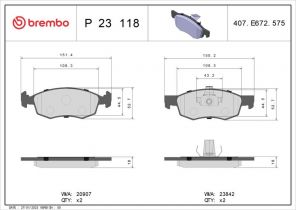 Brembo P 23 118 - Brzdové platničky -