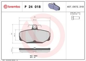 Brembo P 24 018 - Brzdové platničky -