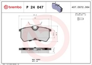 Brembo P 24 047 - Brzdové platničky -