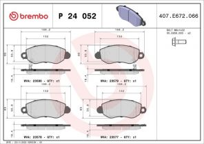Brembo P 24 052 - Brzdové platničky -
