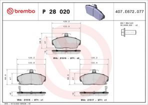 Brembo P 28 020 - Brzdové platničky -
