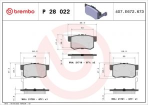 Brembo P 28 022 - Brzdové platničky -