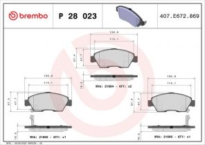 Brembo P 28 023 - Brzdové platničky -