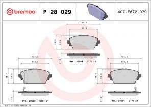 Brembo P 28 029 - Brzdové platničky -