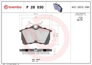 Brembo P 28 030 - Brzdové platničky -
